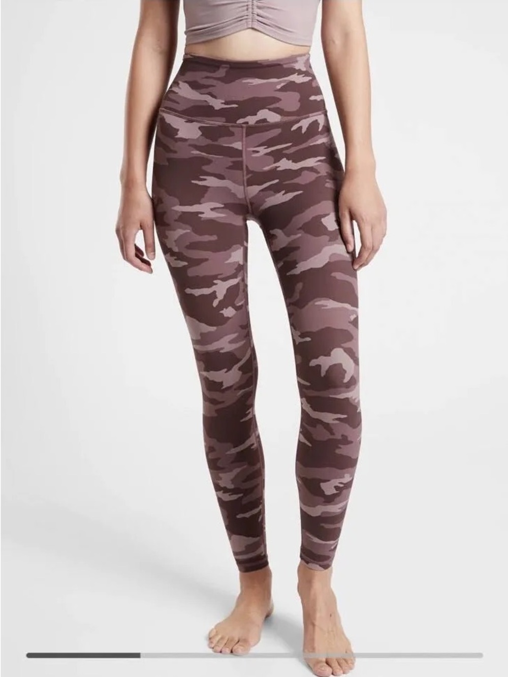 Athleta Elation 7/8 Tight Size S Mauve Pink Camo Print High Rise Pocket Legging